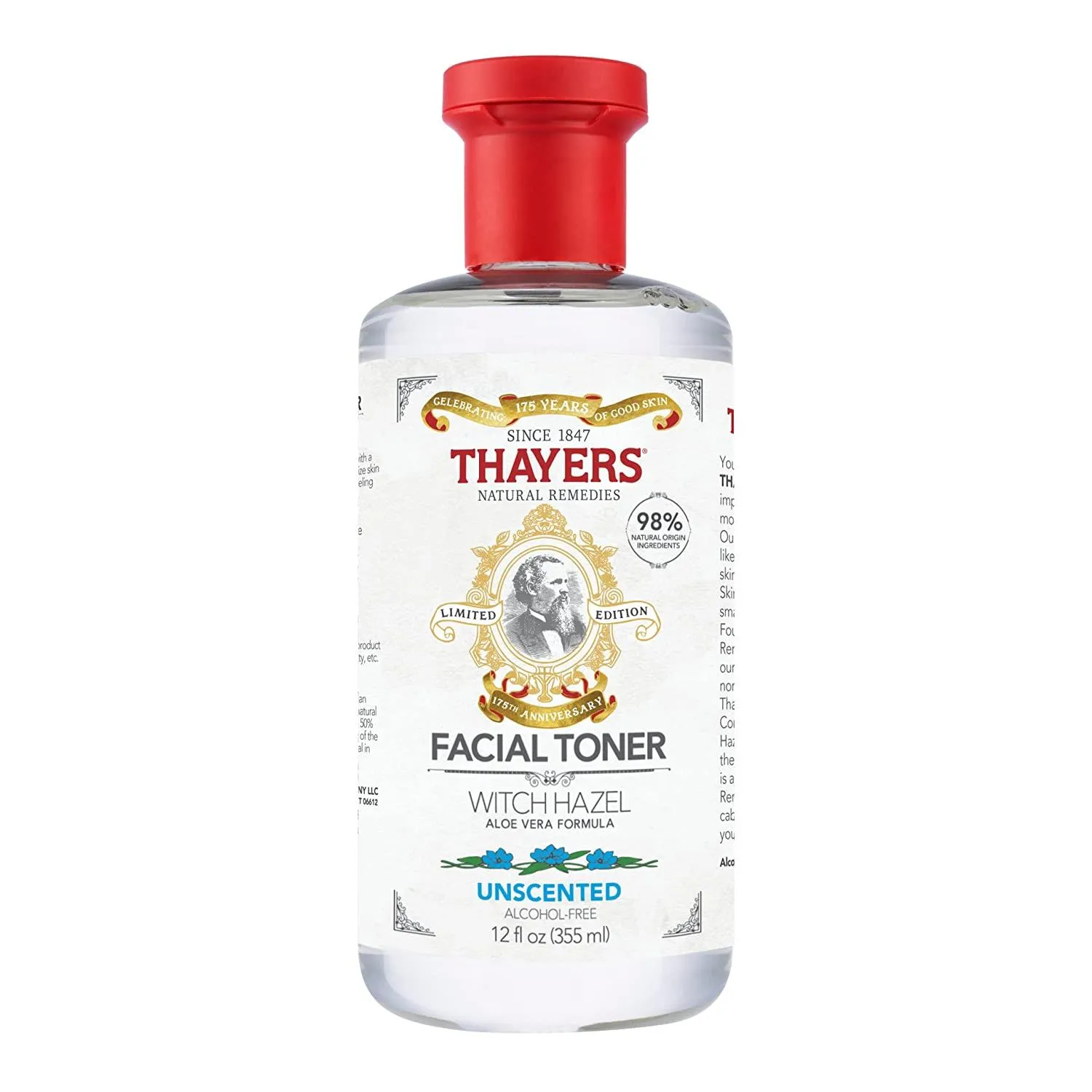 THAYERS Alcohol-Free Unscented Witch Hazel Facial Toner with Aloe Vera Formula, 12 oz Unscented 12 Fl Oz