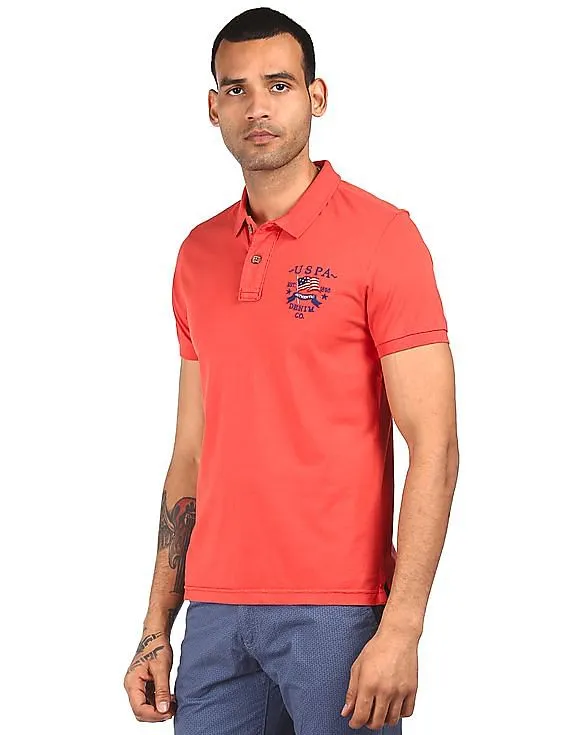 U.S. Polo Assn. Denim Co. Men Red Solid Polo T-Shirt