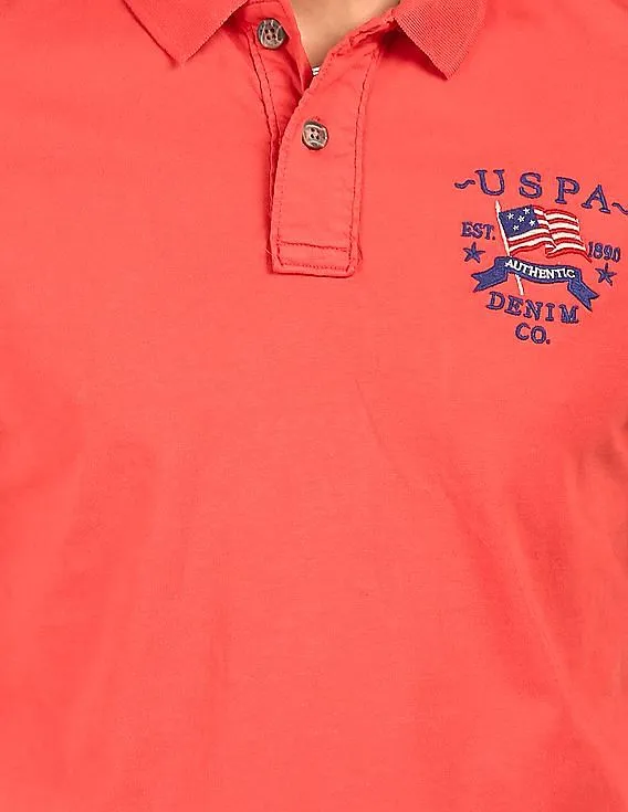 U.S. Polo Assn. Denim Co. Men Red Solid Polo T-Shirt