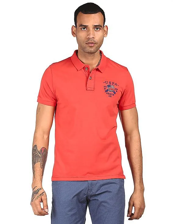 U.S. Polo Assn. Denim Co. Men Red Solid Polo T-Shirt