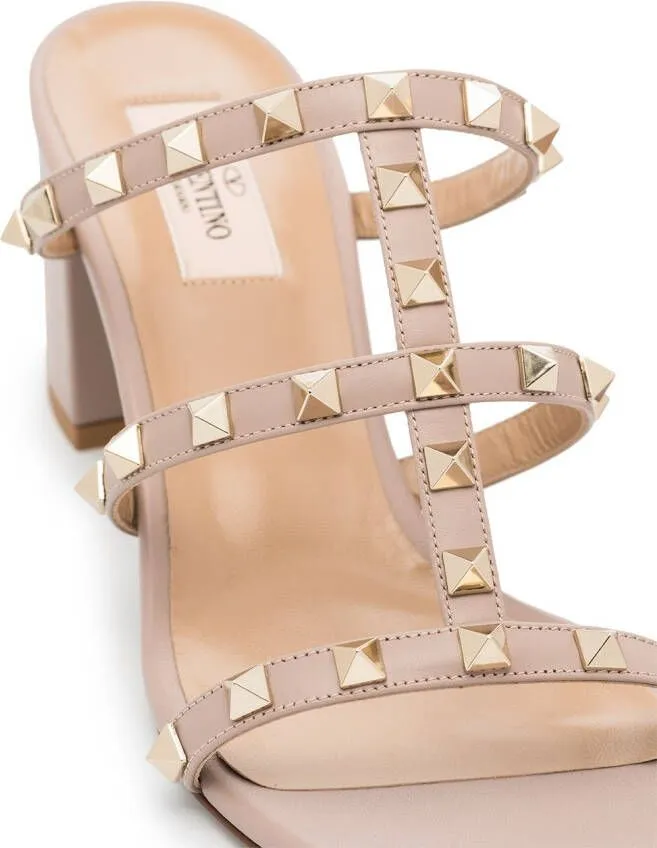 Valentino Garavani Rockstud 60mm leather mule sandals Neutrals