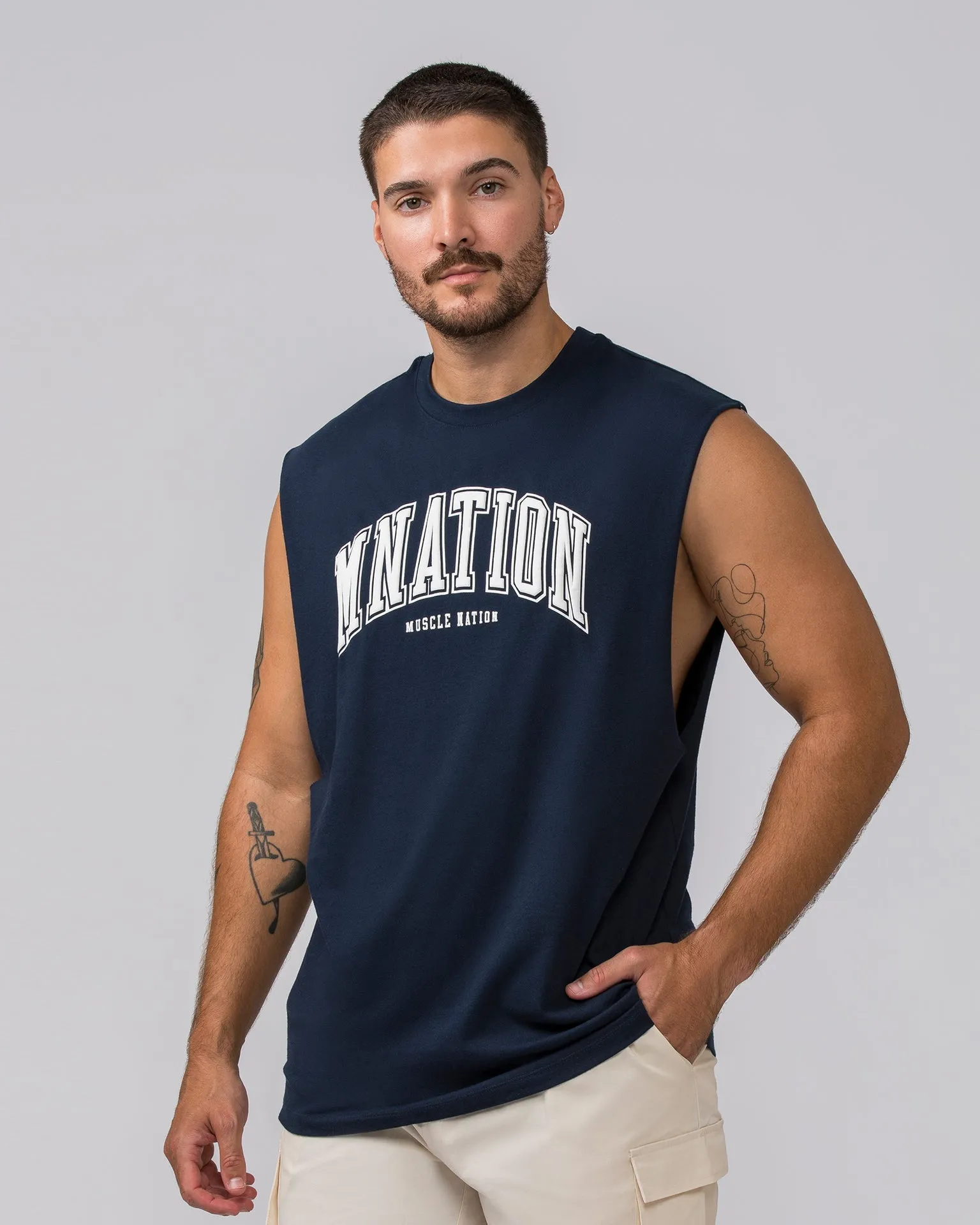 Varsity Muscle Tank - Navy