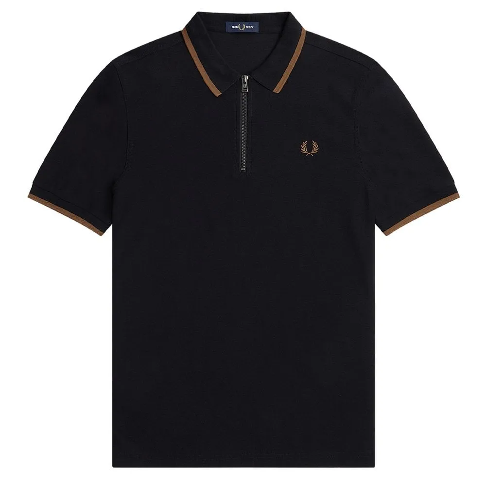 Zip Neck Crepe Polo Shirt