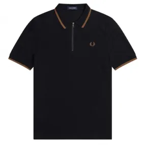 Zip Neck Crepe Polo Shirt